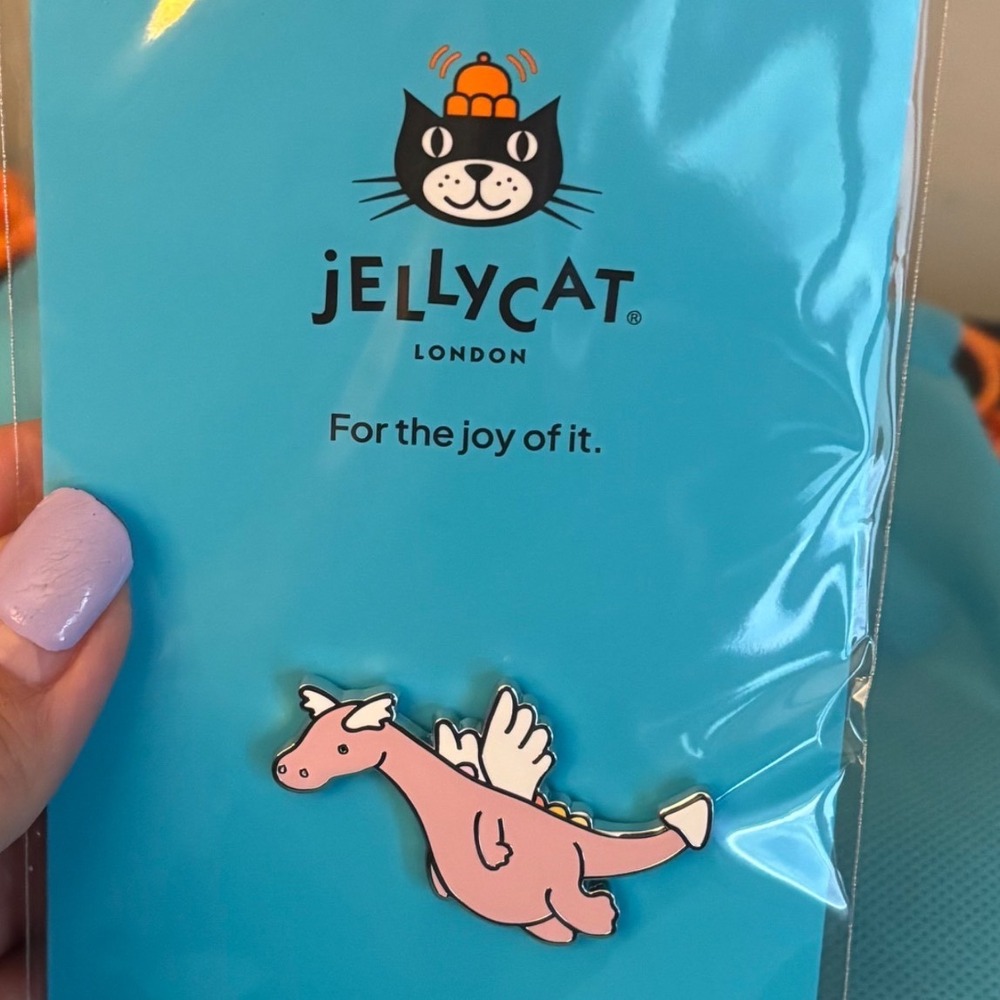Jellycat | Duskwise Dragon | Enamel‎ Pin Pink White | NEW in Package | Dust Bag